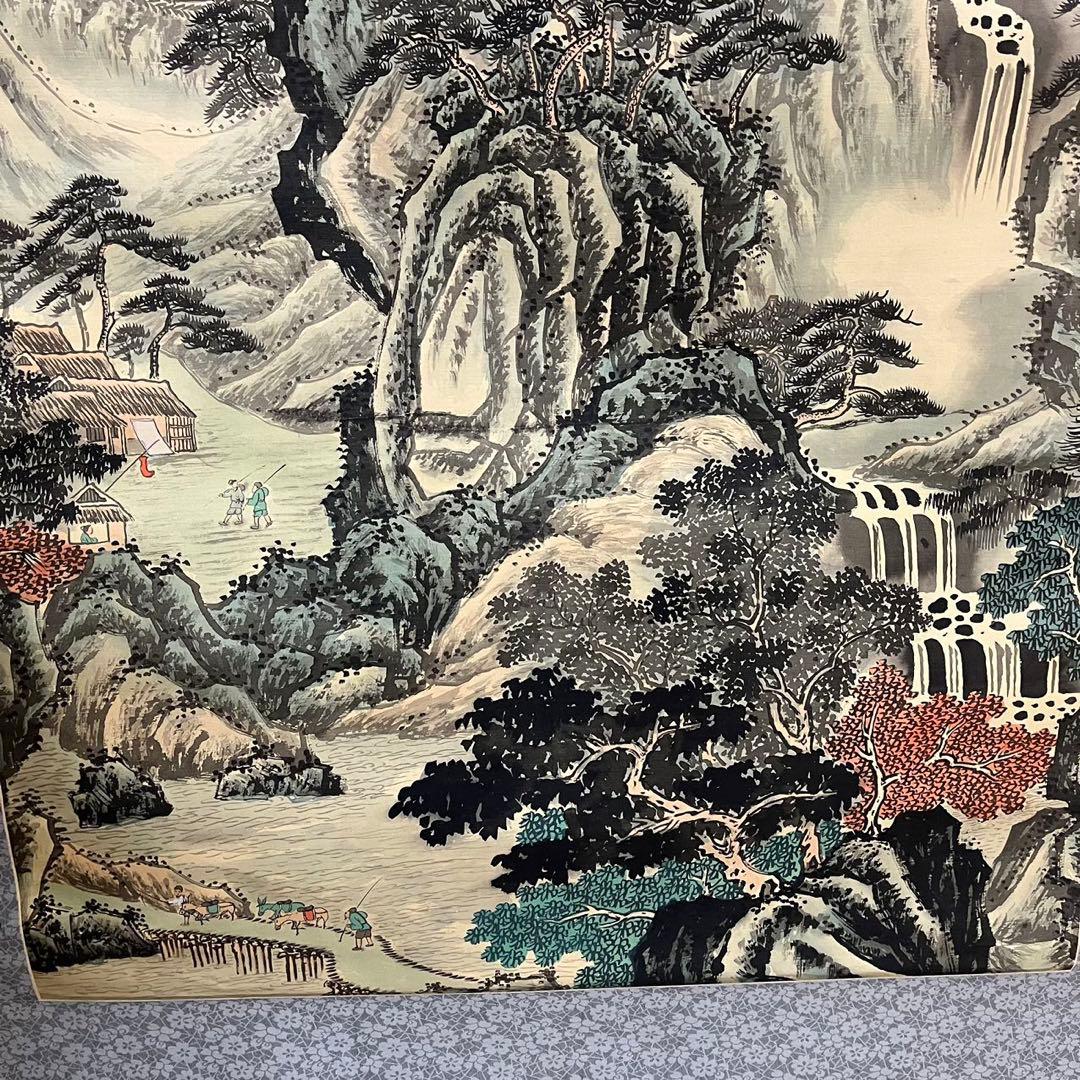 骨董 美術 掛け軸 中国掛け軸 中古品 古美術 山水画。王子辉画蒼翠凌