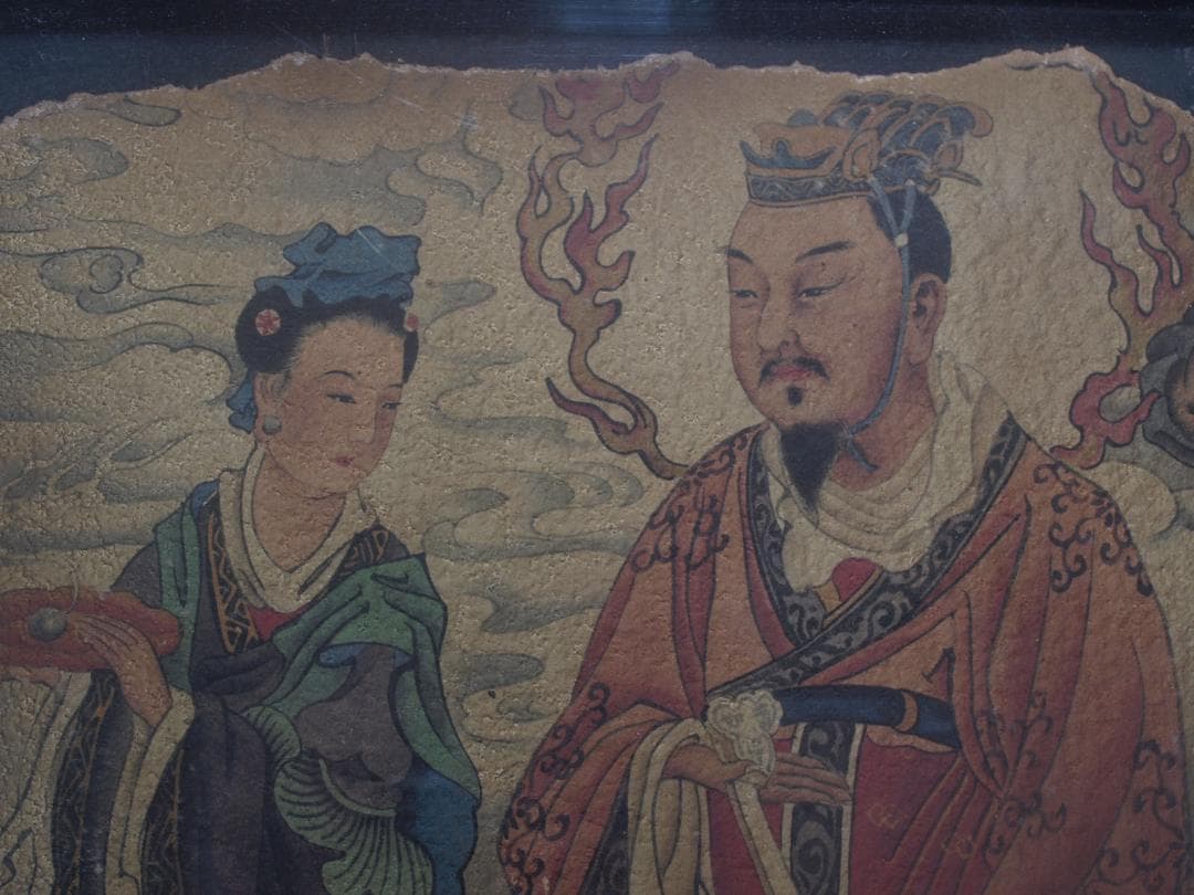 古民家整理品 中国唐時代敦煌莫高窟壁画 彩絵人物像 AK1823A6-4 - メルカリ