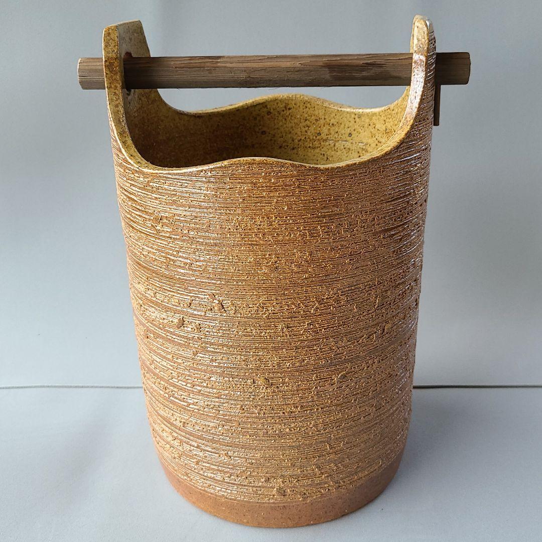 訳あり出品⤵️信楽焼 手桶 傘立て  高さ４４cm 傘立て 陶器 信楽焼 おしゃれ 狸 たぬき タヌキ 傘入れ モダン