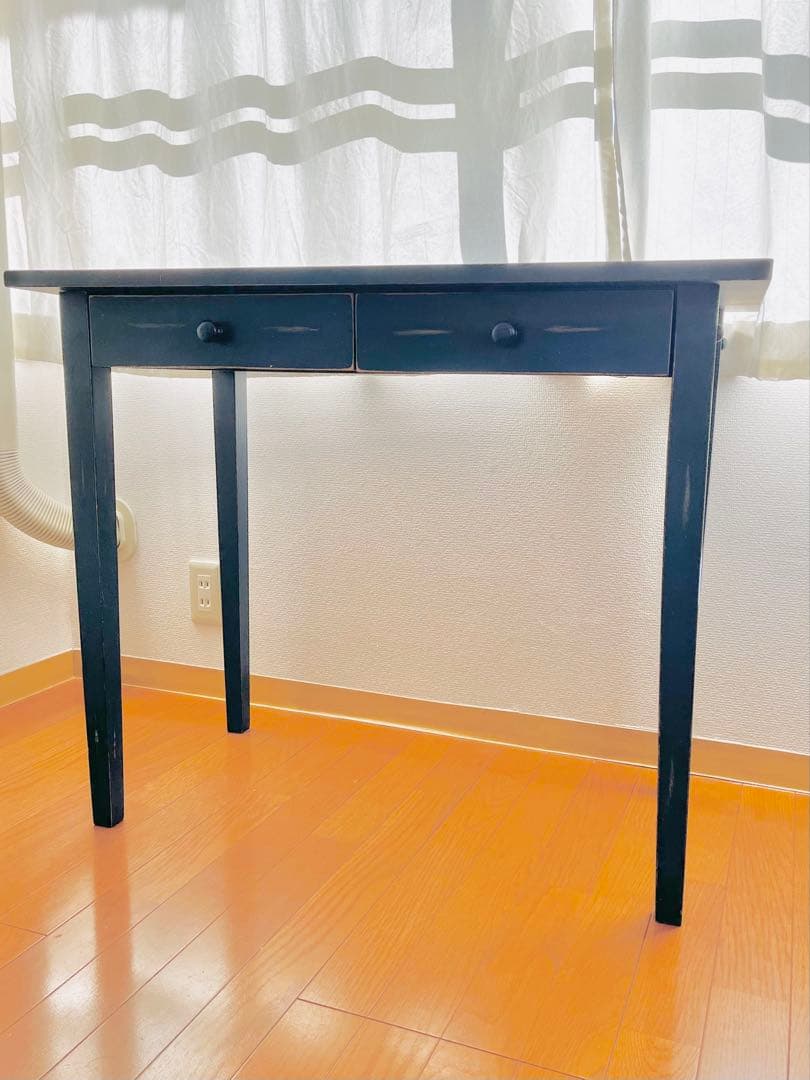 青の木製デスク　2引き出し付き Amazon | 引き出し2つ付きコンピュータデスク、ホームオフィス用木製