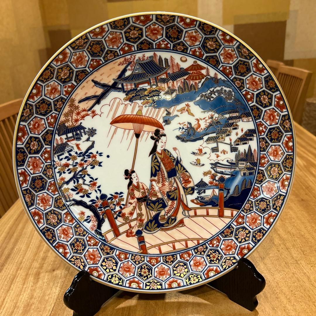 有田焼　松右衛門　古伊万里　飾り皿大皿色絵傘 美人文大皿　近江八景之　箱皿立付 有田焼 飾り皿 古伊万里花鳥 15寸 : 有田焼や 心器 - 通販 - Yahoo