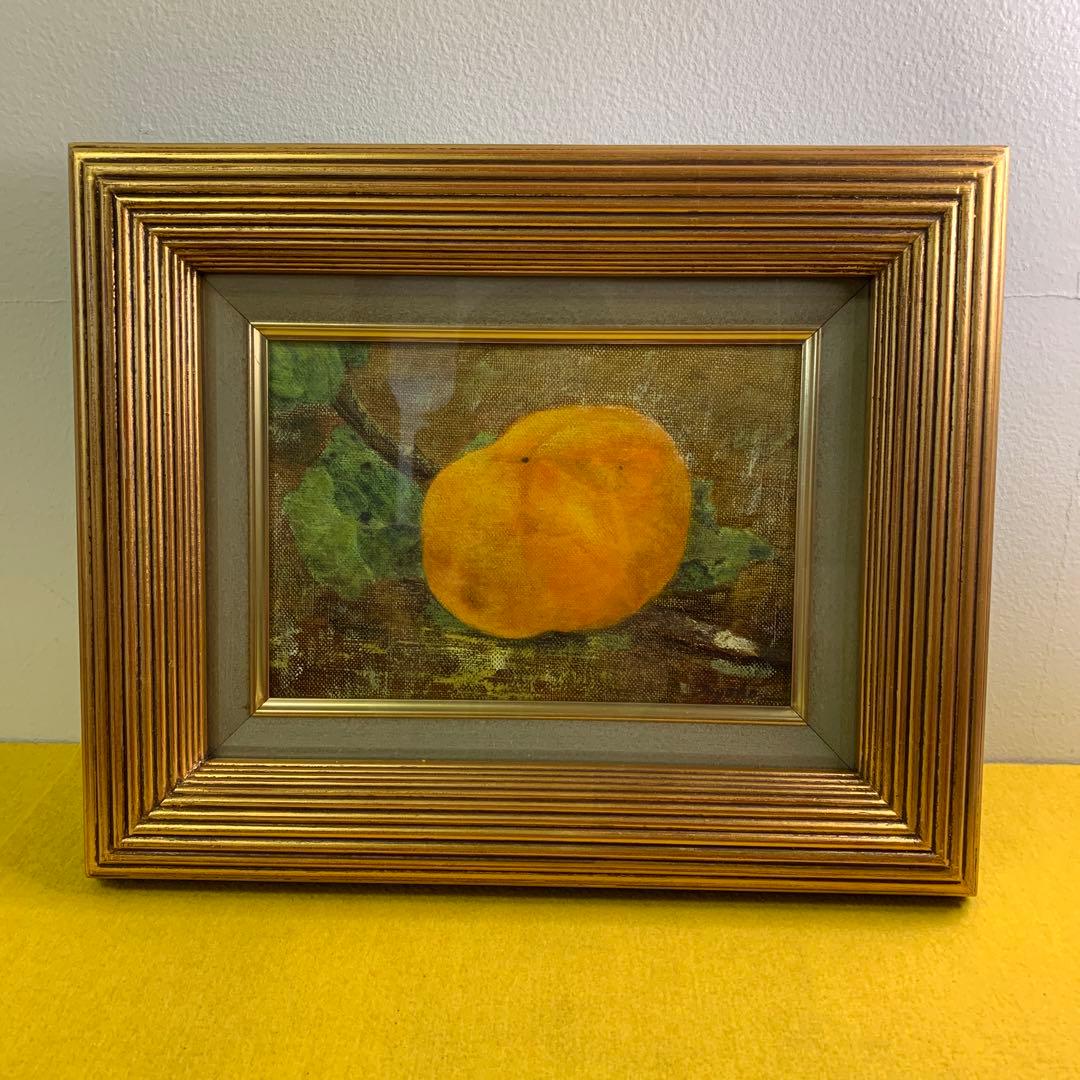 油絵 オリジナル作品　静物画　「柿」カキ 絵画 油絵 柿の油絵、静物画 7.8 x 7.8 インチ - Etsy 日本