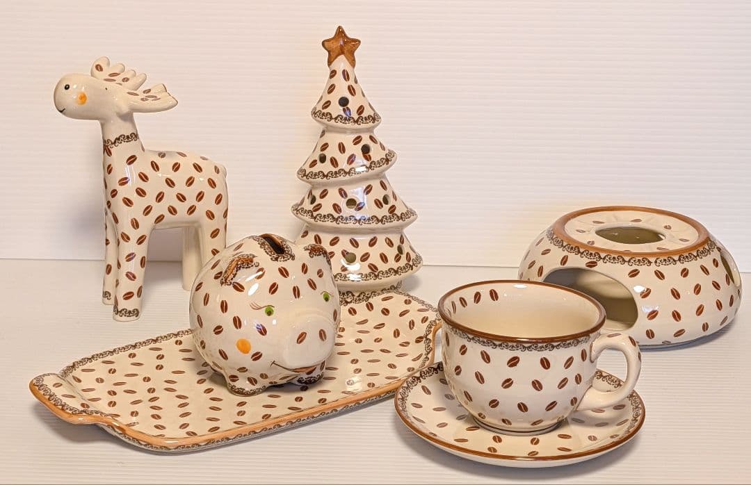 ポーリッシュポタリー ガリア社 コーヒー豆クリスマスセット✩˚。⋆ クリスマスツリー・ポーリッシュポタリー(ポーランド食器)