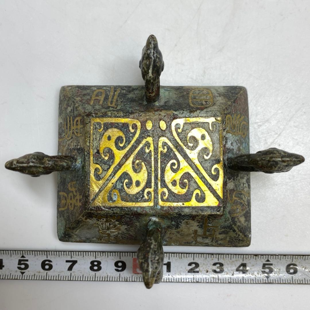 古銅 金象嵌 蓋付花入 30.5cm 東キ7-1206① タルサ