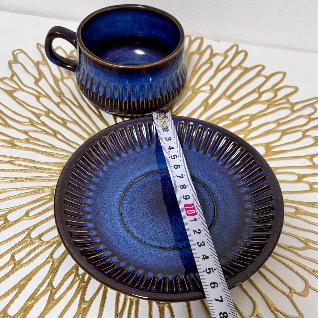 ゲフレ コスモス 濃紺の食器セット 4点（皿3枚、カップandソーサ1