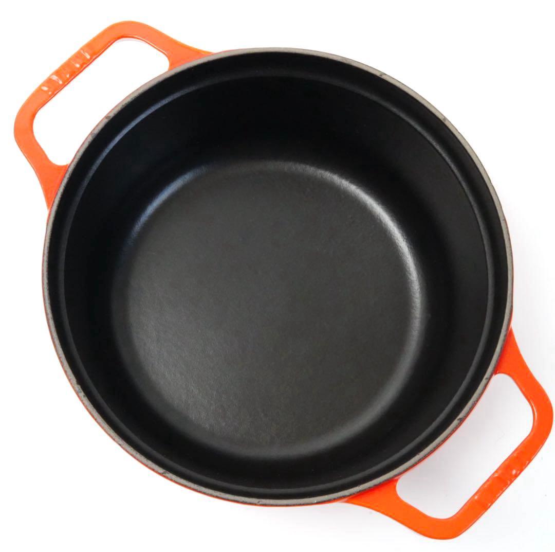 ストウブ staub ピコココット ラウンド 22cm オレンジ ビンテージ