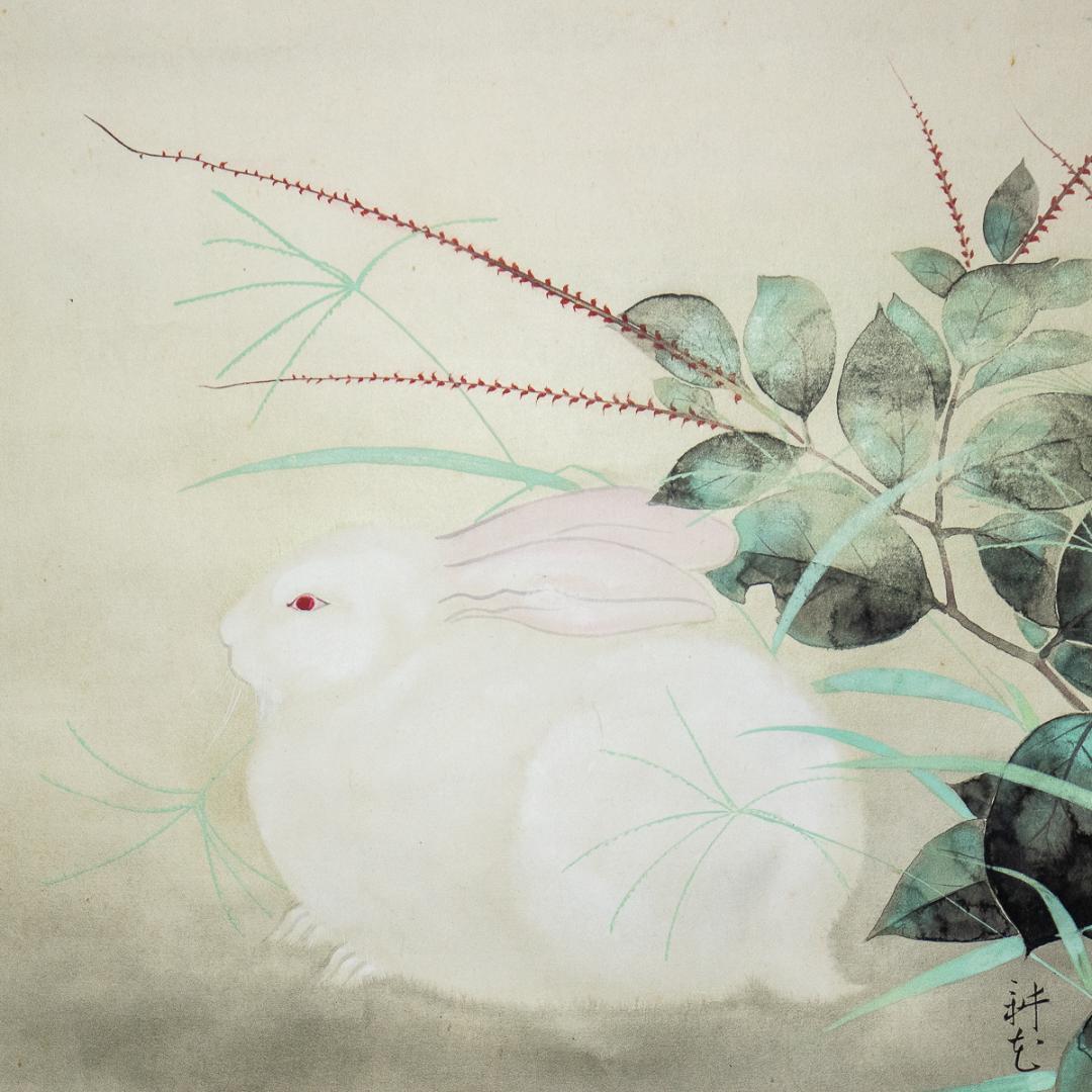 掛軸-984 山村耕花 兎 共箱 個展出品作 松坂屋シール - メルカリ