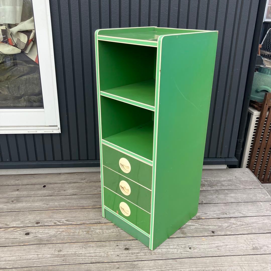 昭和レトロ レトロポップ 引き出し付きカラーボックス グリーン 古家具