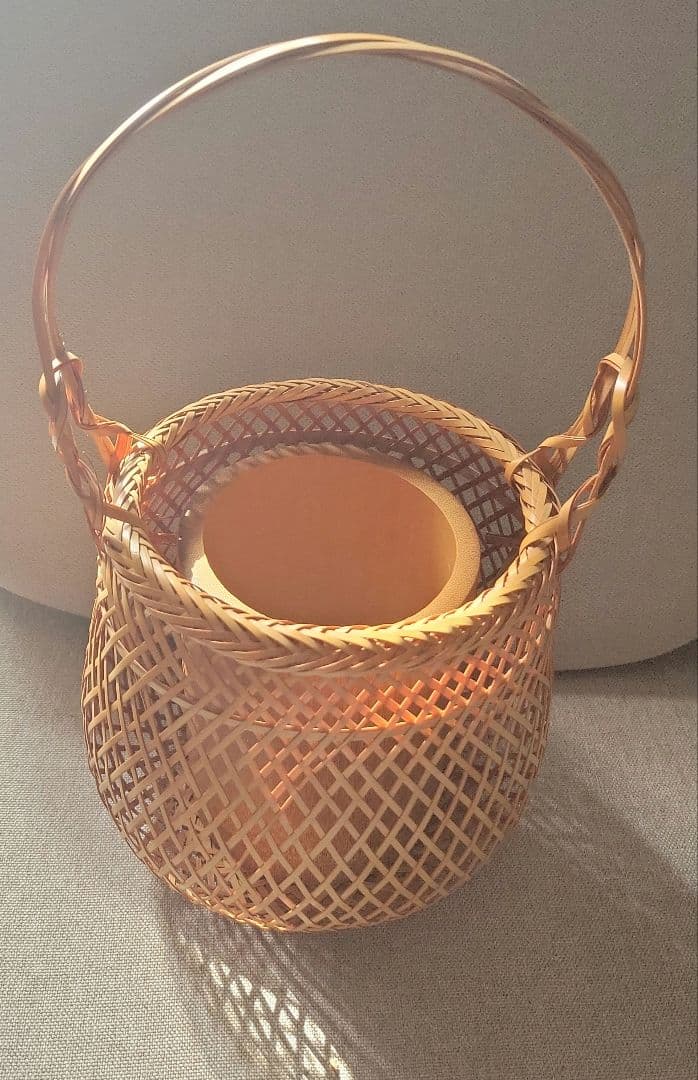 昭和レトロ 華道具 手付花籃 竹籠 花籠 花器 茶道具 竹 竹細工 - メルカリ
