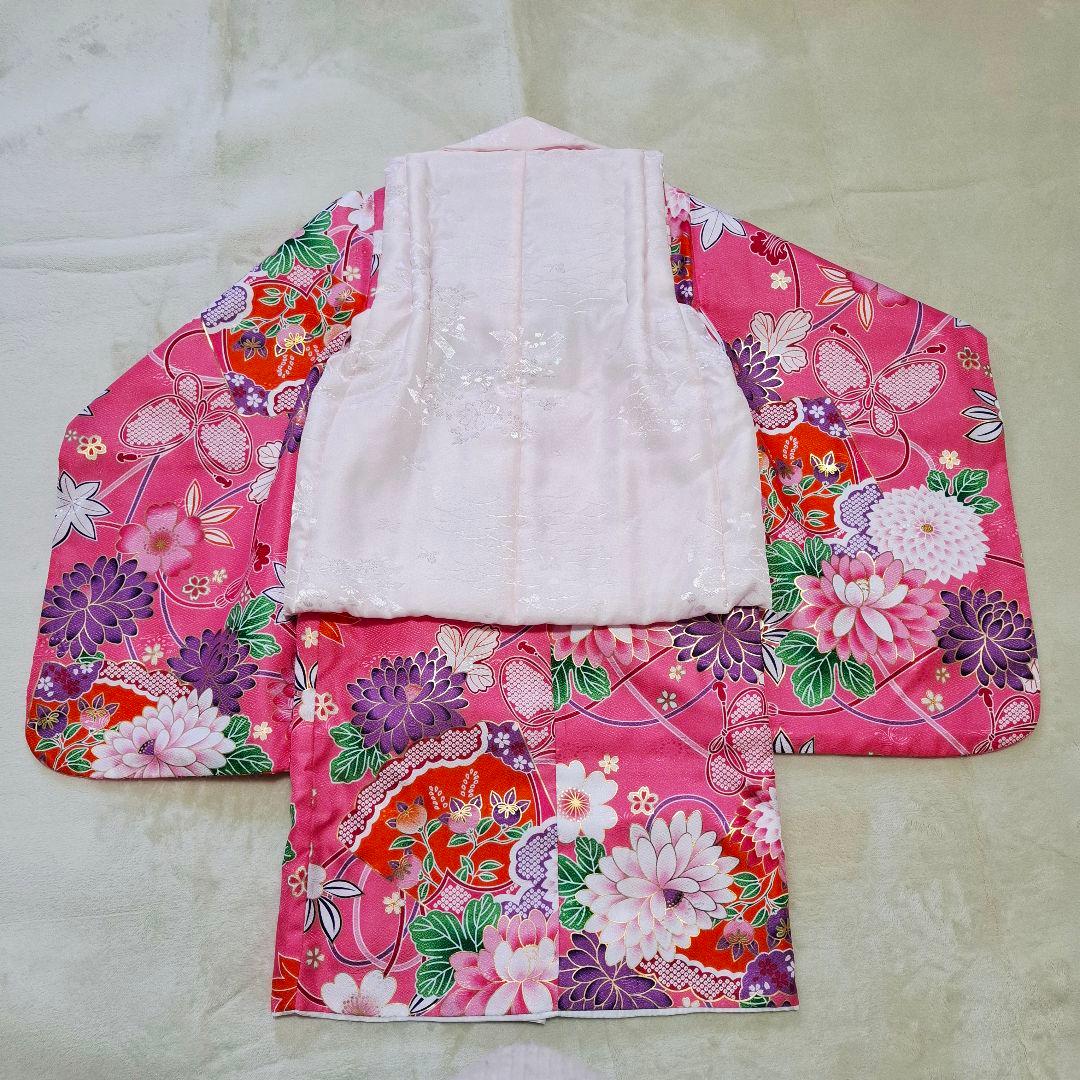 極美品【箱つき8点セット】七五三 子供用 花柄 ピンク 着物 記念