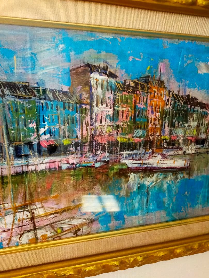 港の風景 油彩画 6f　[脇田　洋](オン　フルール)特価 ¥20000~!! 港の風景 油彩画 6f [脇田 洋](オン フルール)特価 ¥20000~!! - メルカリ