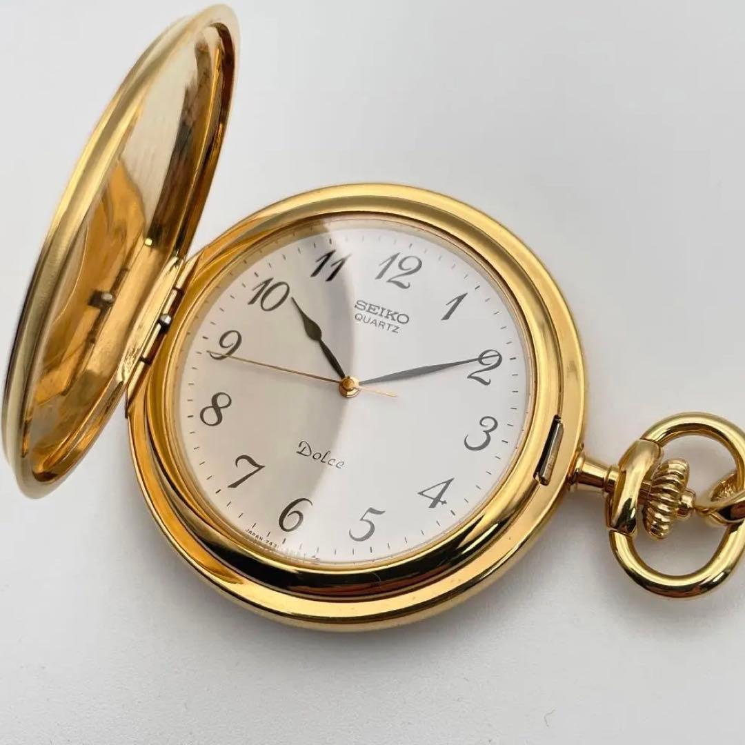 SEIKO DOLCE 懐中時計 金 ゴールド チェーン付き - メルカリ