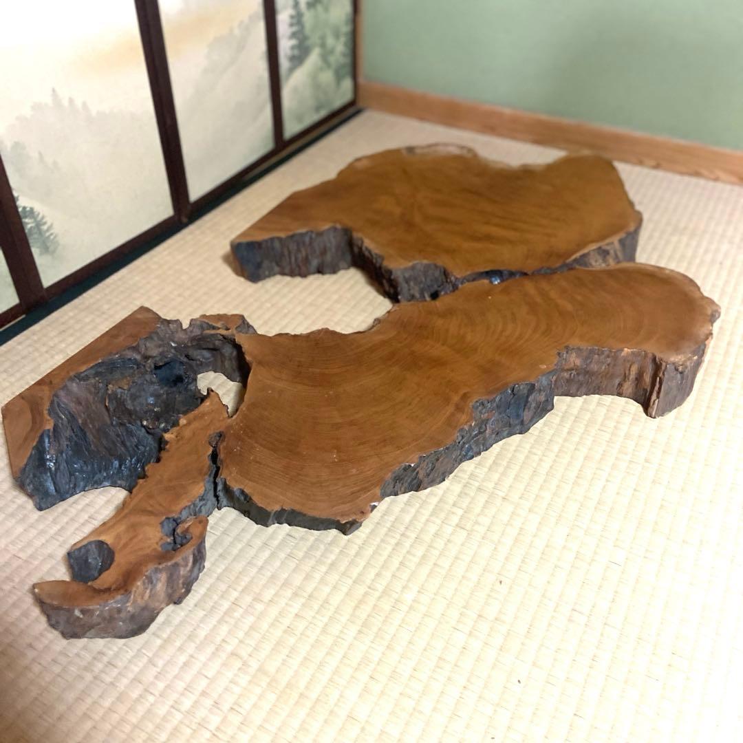 極希少・時代物天然欅けやき一枚板 瘤杢・自然穴｜古材銘木 縦 104× 横