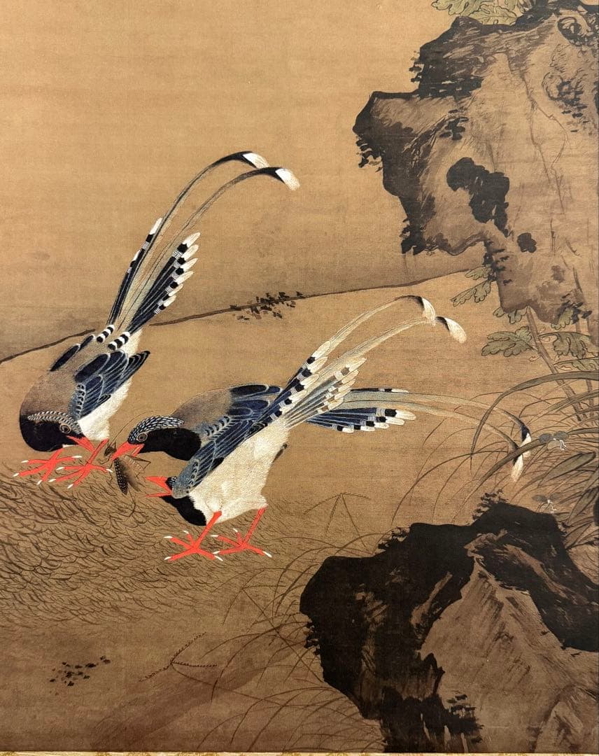中国 明時代 呂紀 桂菊山禽圖 絹本 原色複製 ◇検故宮博物館◇ 一鼎軒