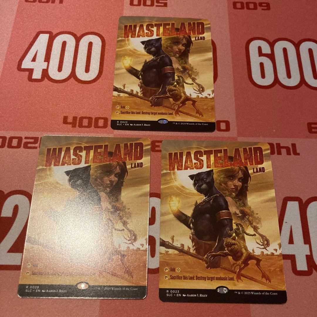MTG 不毛の大地　ボーダーレス　3枚 日)【Foil】不毛の大地 / Wasteland ☆ボーダーレス☆(Vault Boy