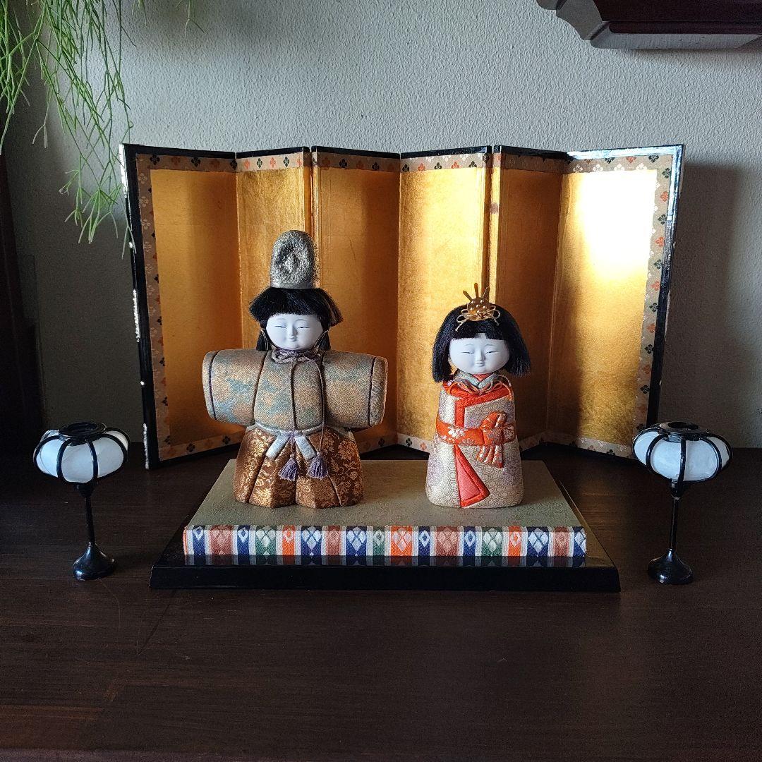 雛人形 木目込み人形 ＊金屏風 雪洞 台座セット＊ お雛様 清峯作 人形の田辺 / 清英雛 五人飾り