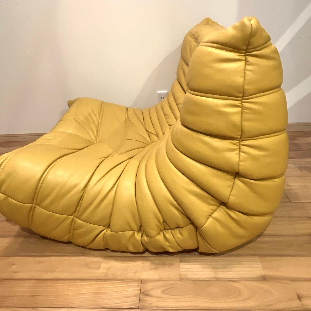 ligne roset togo 1P 本革 レザー ヴィンテージ ソファ 黄色 - メルカリ