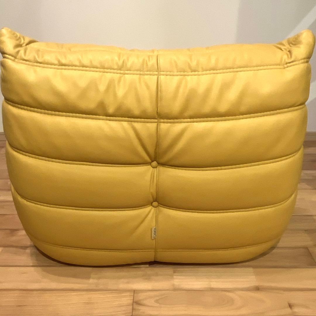 ligne roset togo 1P 本革 レザー ヴィンテージ ソファ 黄色 - メルカリ