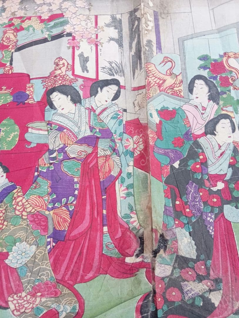 官女名器縦覧ノ図 楊洲周延 木版画 江戸 明治 浮世絵 大奥 着物 美人画