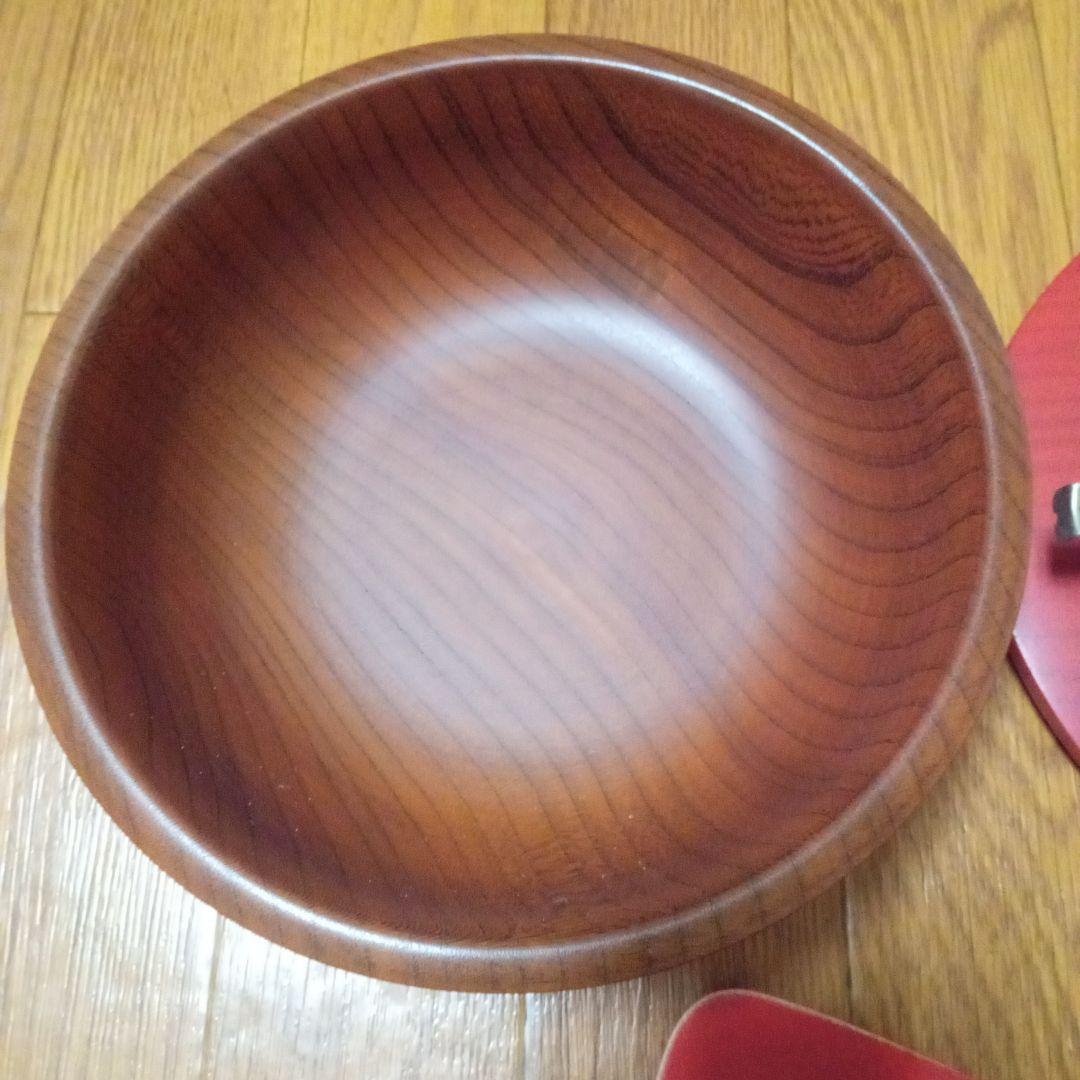 卯之松堂 木製 赤 朱色おひつ しゃもじセット 直径約20cm