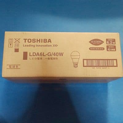 LED電球 東芝製 LDA6L-G/40W 10個 箱入 新品 未開封品 LDA6L-G/40W (東芝)｜40W形相当(全光束485lm以上)｜LED電球｜電材堂