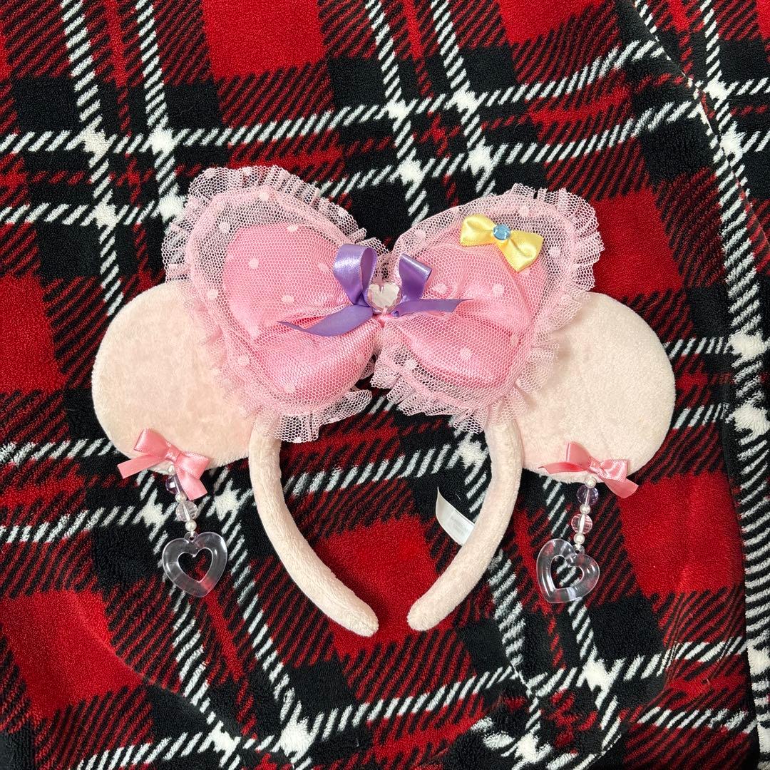 カチューシャ ピンク イヤリング ディズニー ミニー ハート リボン 水玉