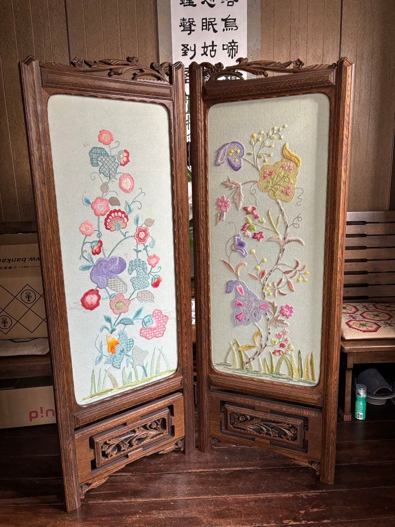 再値下げ！【激レア】お値打ち・戸塚刺繍・豪華木製パーテーション・衝立 刺しゅうキット 『花の色クロスステッチ ミモザ 827』 戸塚刺しゅう