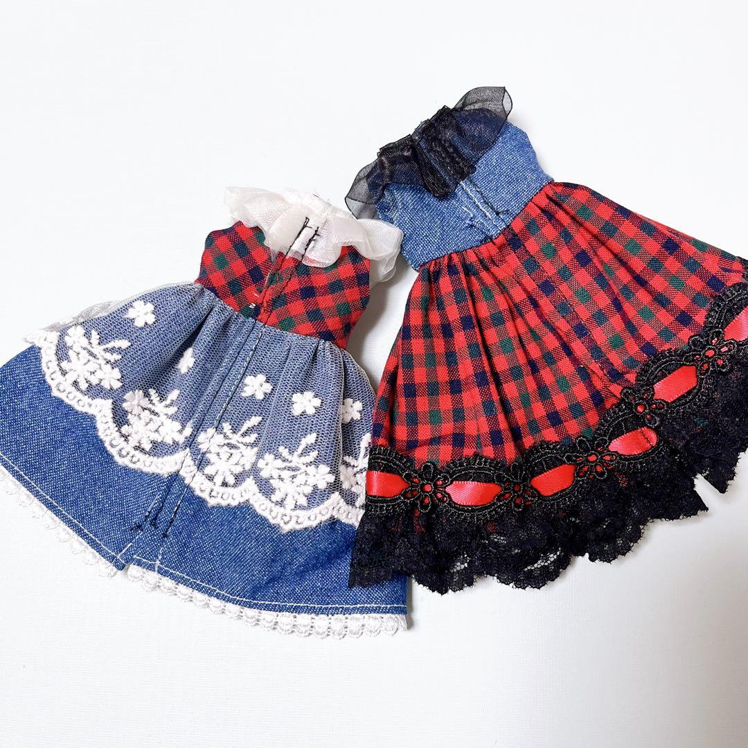 リカちゃんサイズハンドメイドワンピース&ピアスNo.2284・2285双子
