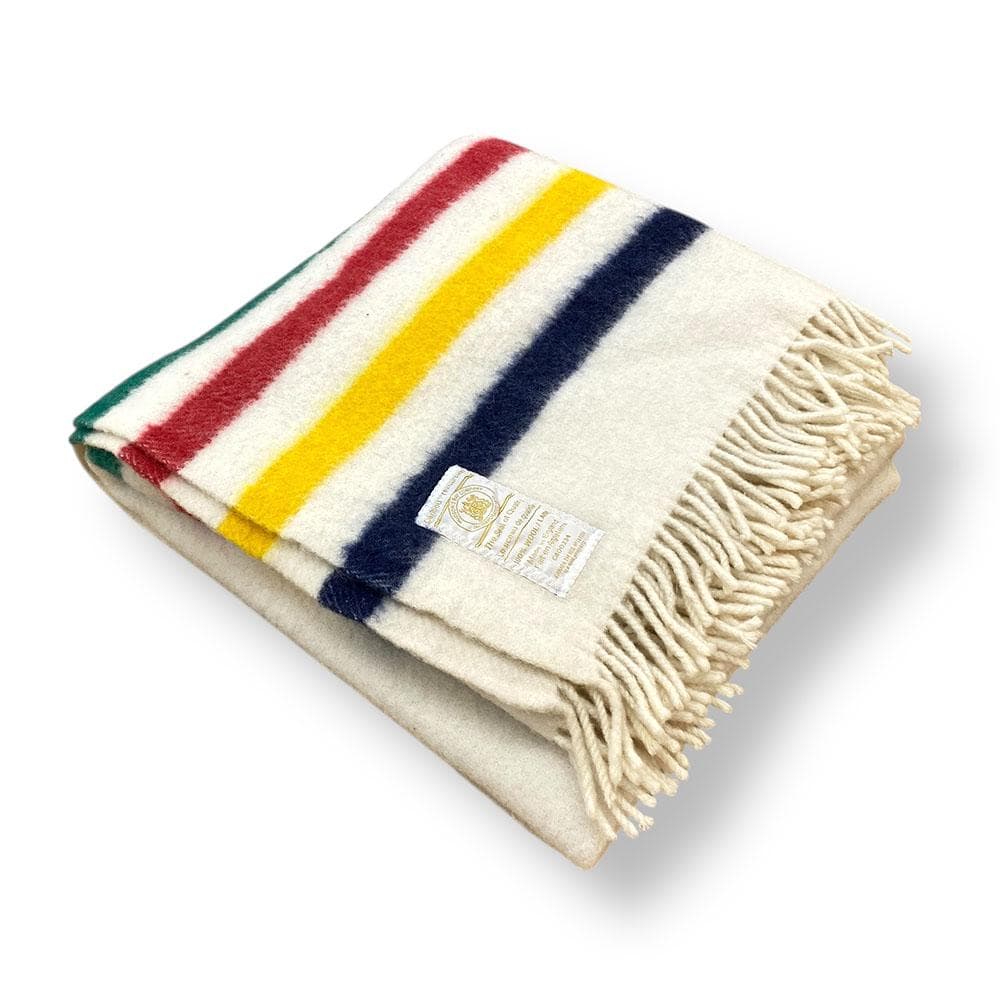 【貴重】 美品 HUDSON'S BAY ブランケット ヴィンテージ 60s 古着 60-70s Canada製 Hudson's Bay マルチ ボーダー ウール