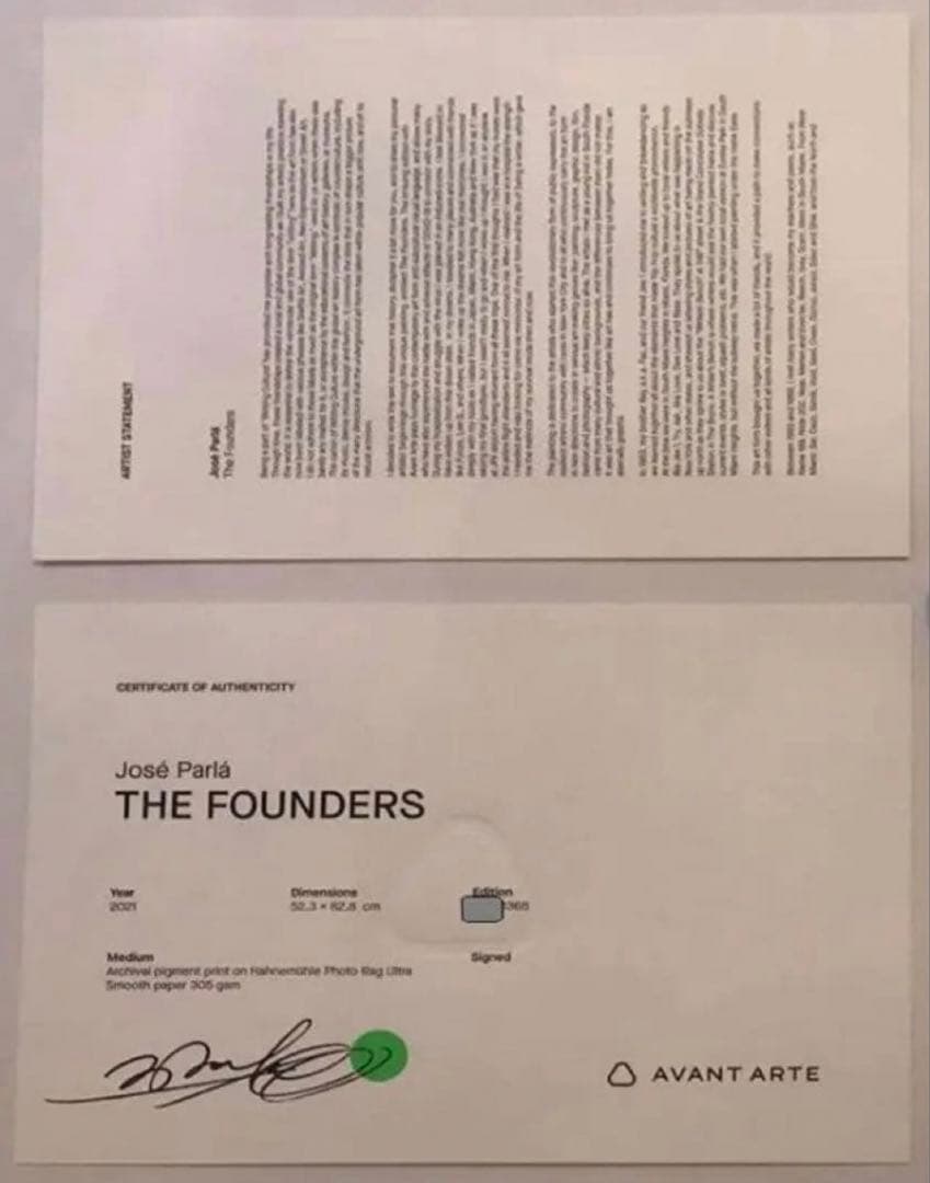 Jose Parla （ホセ・パルラ）本人サイン 版画 The Founders - メルカリ