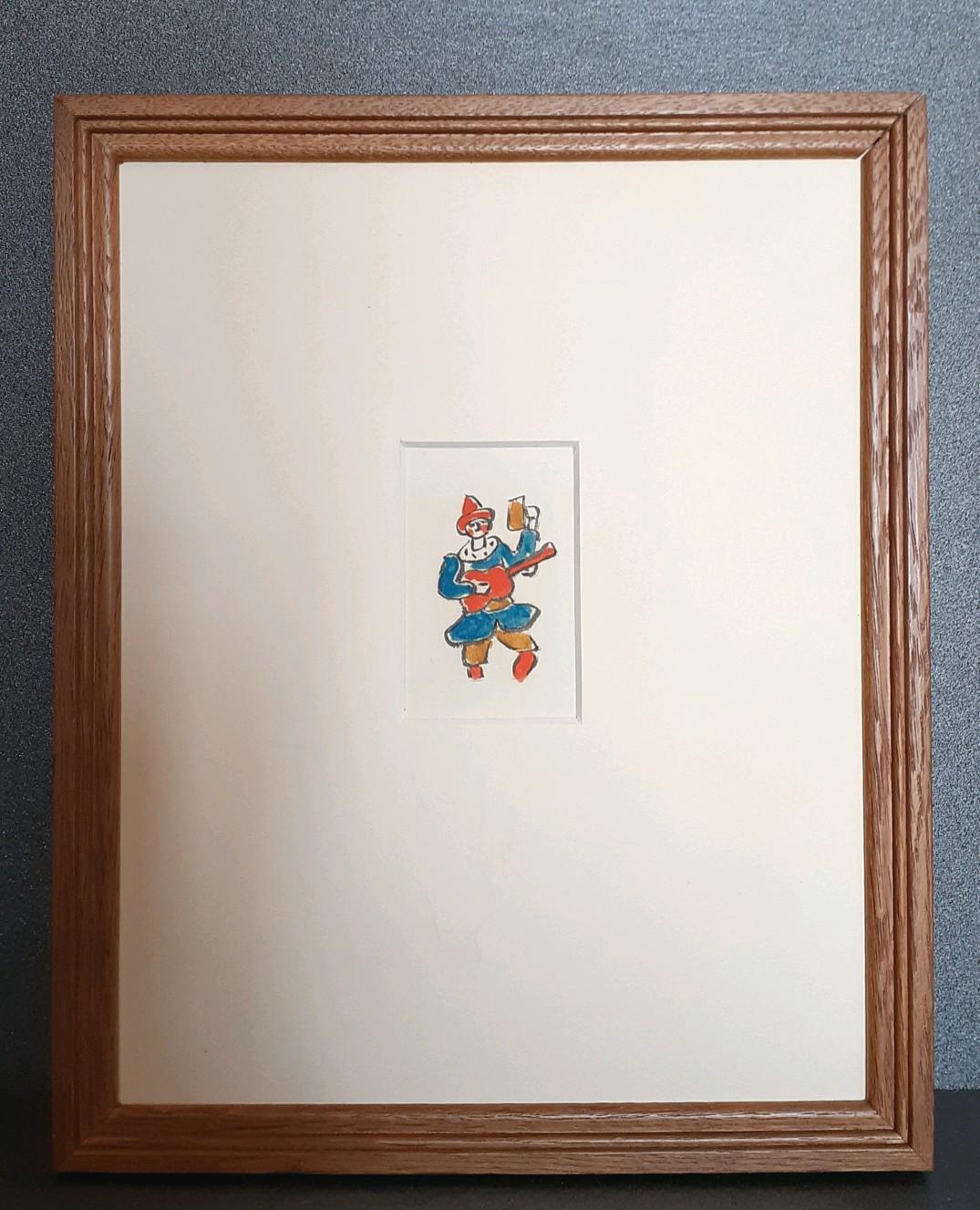 洋画家 小寺健吉画 水彩 ピエロの図 ビアホール ニュートーキヨー