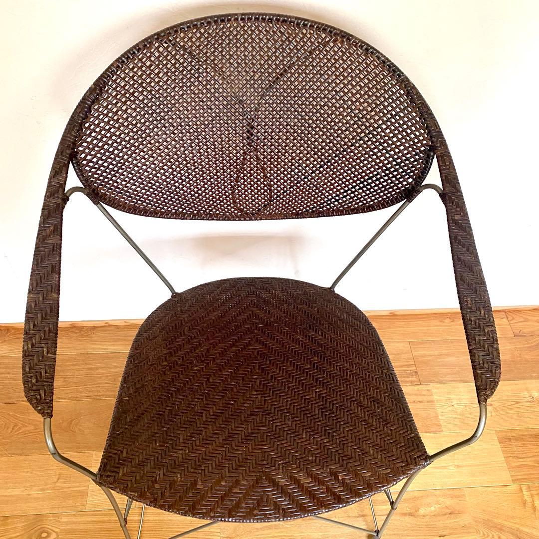 ラタン×スチール アームチェア YAMAKAWA RATTAN 旧モデル推定 - メルカリ
