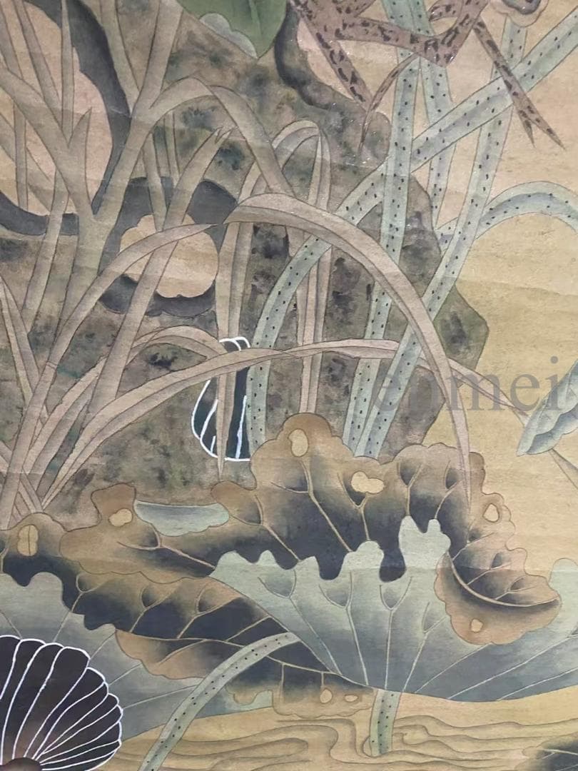 中国古美術・旧藏 明代風・吕紀款・花鳥図・四尺中堂掛軸・