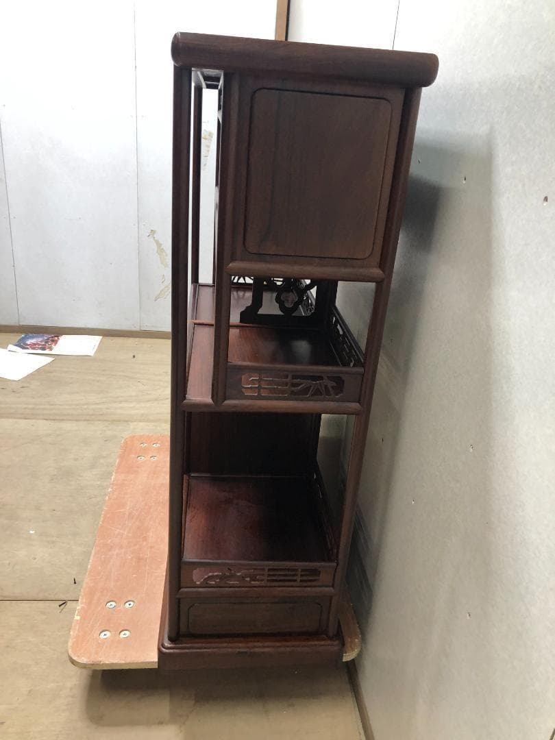 紫檀 茶棚 茶箪笥 飾り棚 違い棚 昭和レトロ アンティーク 73041-5