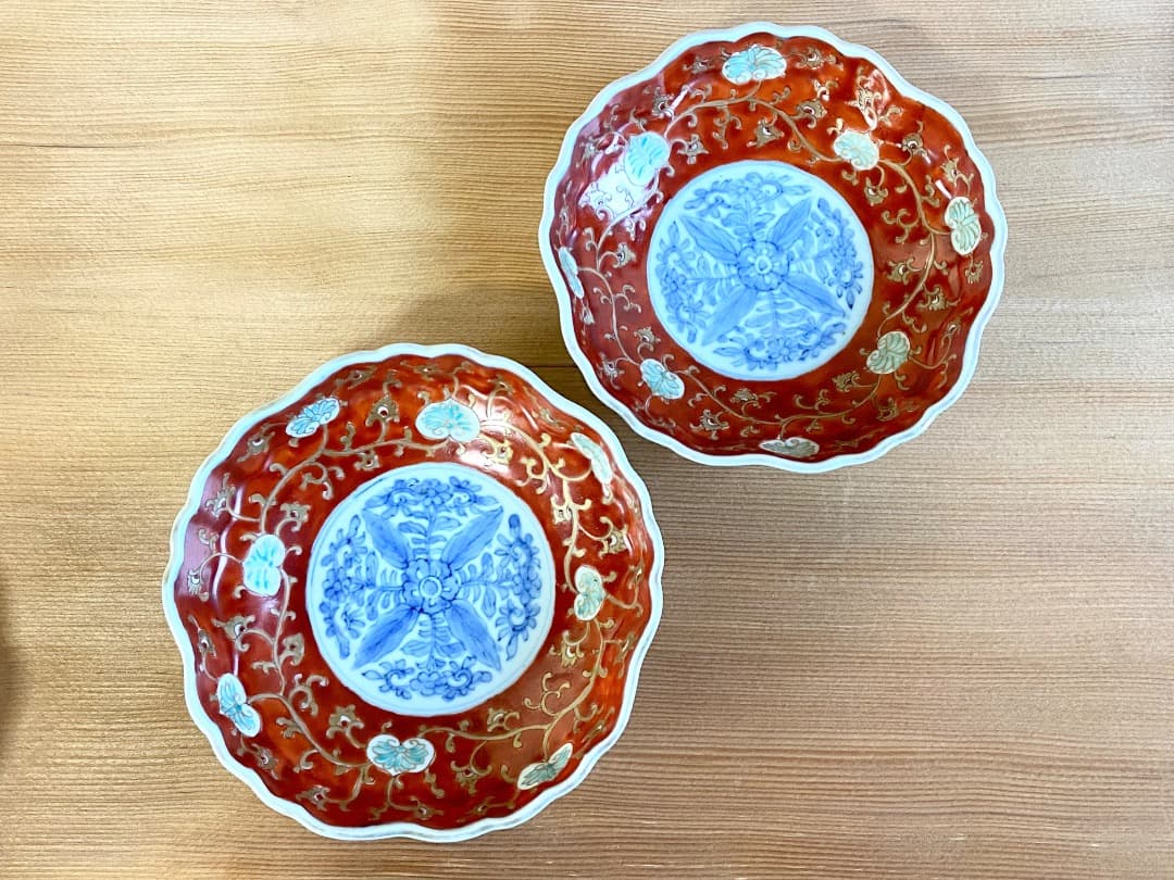 みぃちゃん 古伊万里 赤絵金彩オランダ唐草クルス文輪花皿 2客/染錦 楽天市場】美濃焼 染錦古伊万里 中皿 16cm取皿 ケーキ皿 フルーツ皿 十