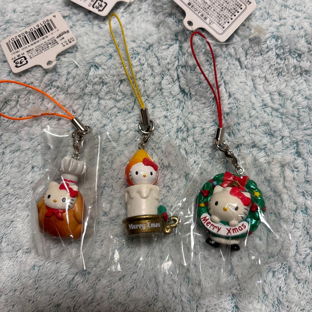 ハローキティ】クリスマス ストラップ 3つセット キャンドル リース