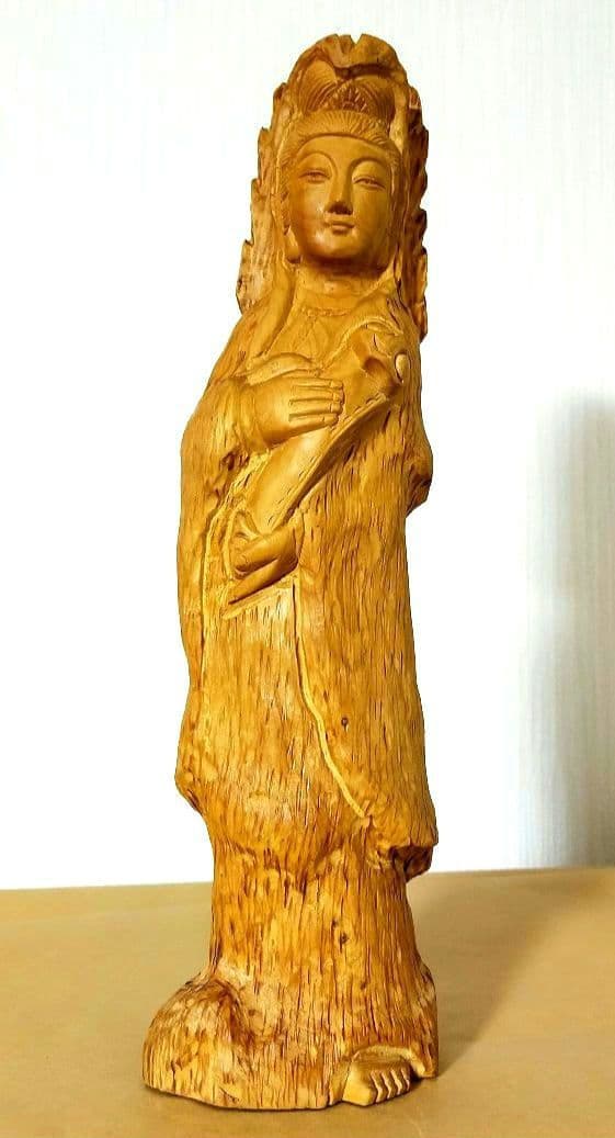セール　仏教美術工芸品　如意観音菩薩立像　仏像　一本木彫り　つげ柘植木　縁起物 仏像 販売 龍祥-Ryusho- | 仏像や木彫り・縁起物などの販売・通販 / 水