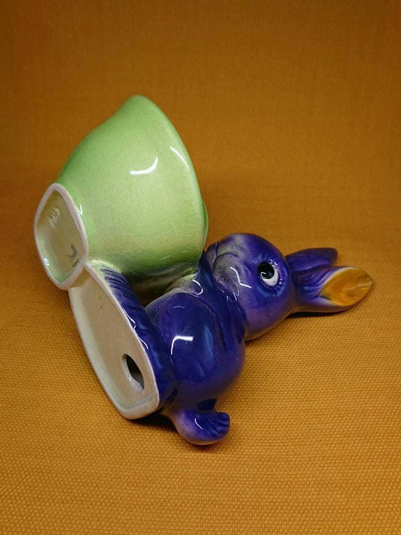 美品】ビンテージ 西ドイツ 兎 陶器 小物入れ 置物 工芸品 美術品A2759