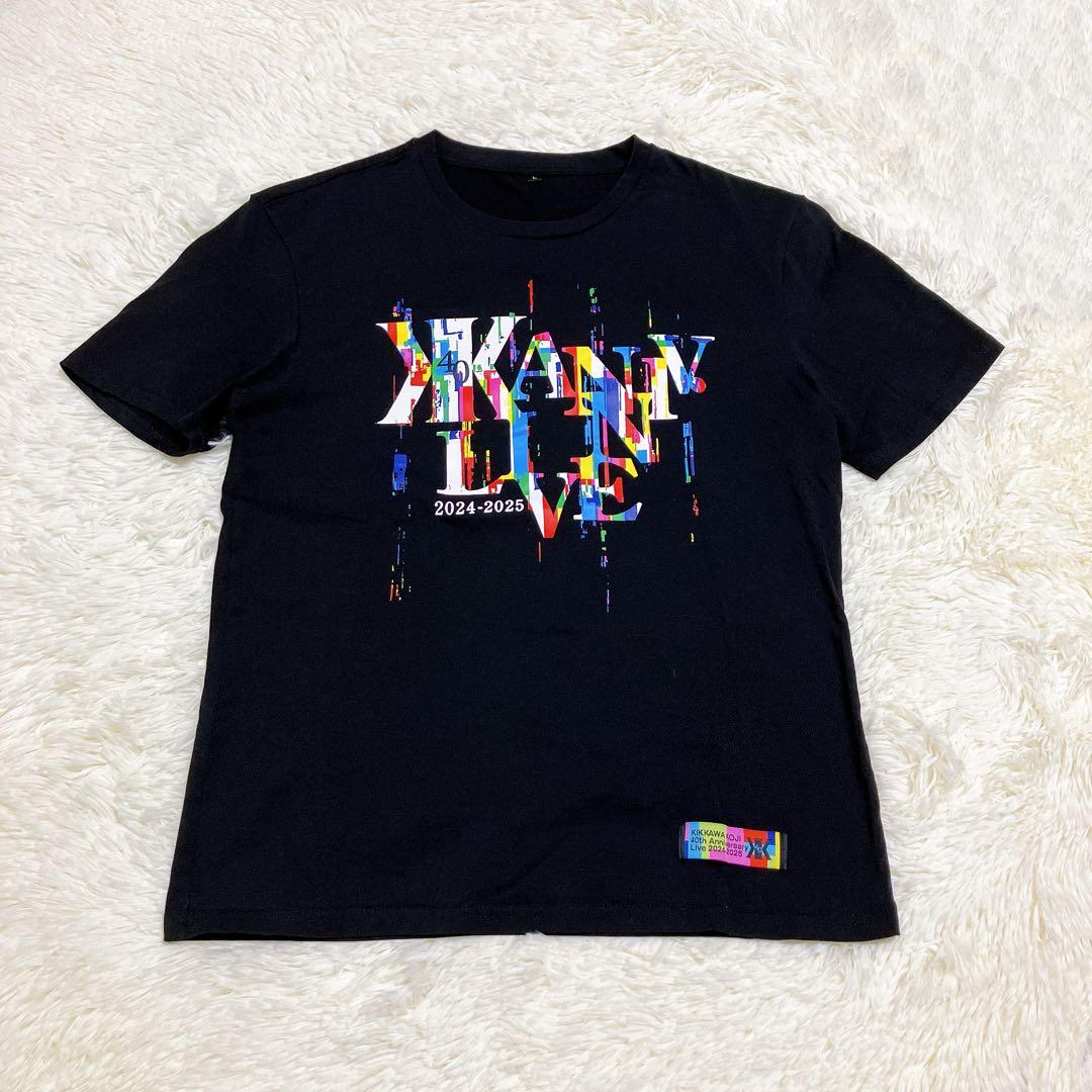 極美品の訳あり 吉川晃司 Tシャツ 40周年 ライブグッズ 黒 Mサイズ相当