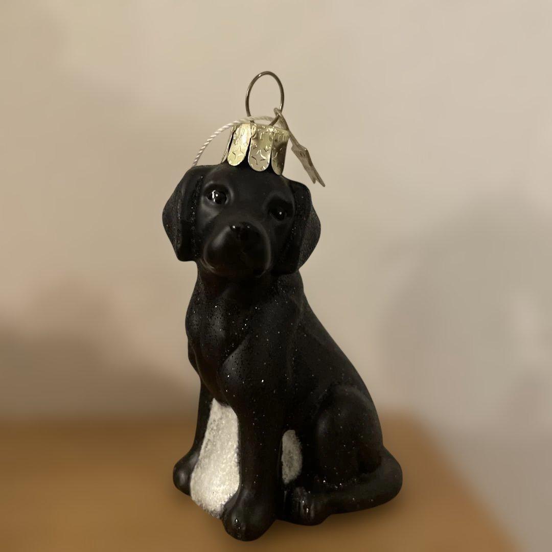 新品　アスティエ・ド・ヴィラット　ガラス　オーナメント　黒　ラブラドール　犬 犬 置物 ガラス細工 ミニチュア 雑貨 グラススクエア ラブラドール