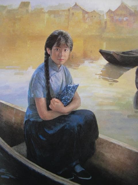 李志宏、【過ぎし刻】、希少な画集画、新品高級額 額装付、状態良好
