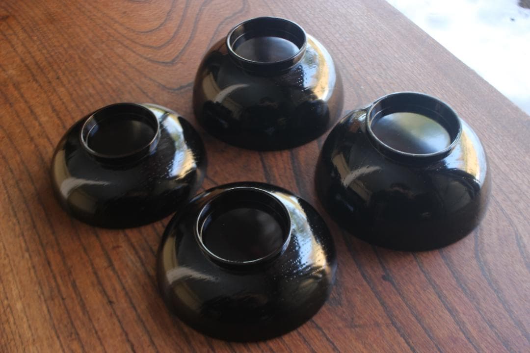 時代逸品！端正な黒漆に優美な光琳鶴蒔絵の映えるお椀2点（検輪島塗