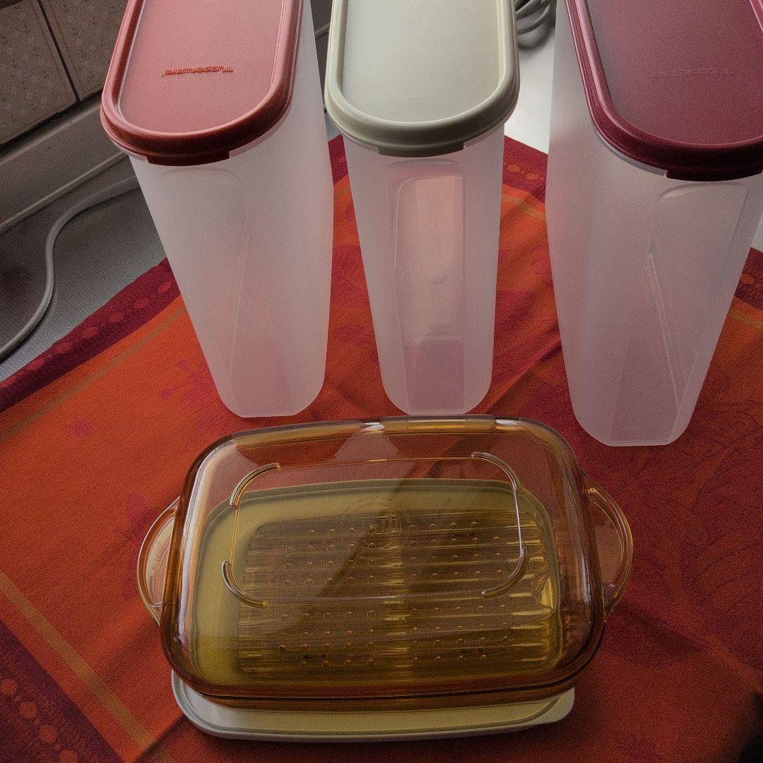 スーパーオーバル海苔全形保存容器3個.ウェーブ角型大レンジ専用容器