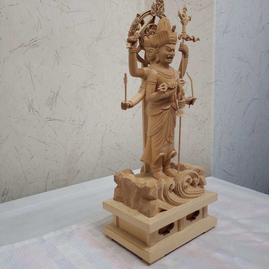 Bフライデー蔵出し特価仏像☆ヒバ材 三宝荒神像6寸☆全高 約35cm