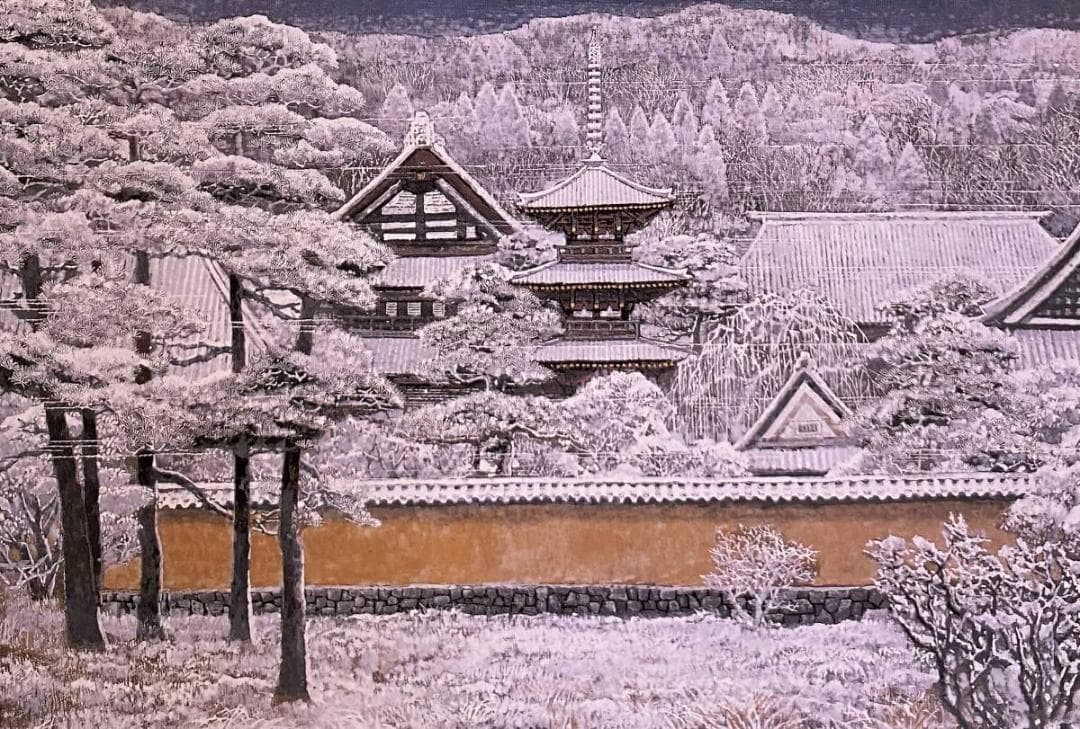 後藤純男、【雪の大和】、希少な額装用画集より、新品額装付、状態良好