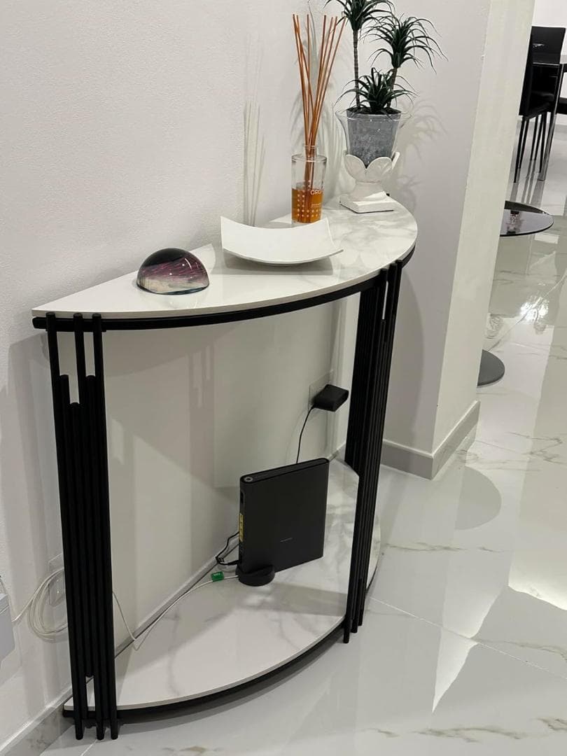Wisfor コンソールテーブル スリム 半円テーブル セラミック