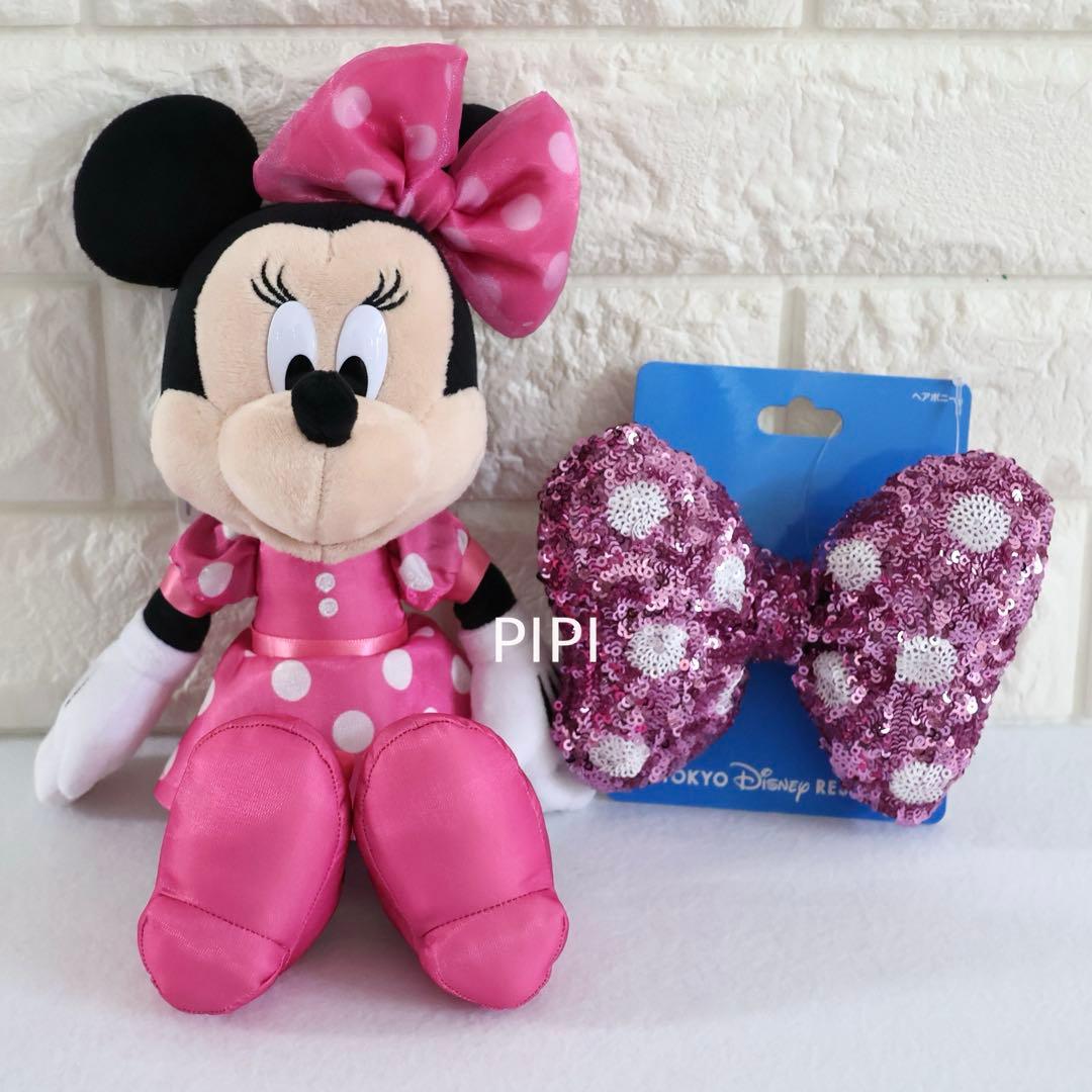ディズニー　ミニー　キーホルダー　ヘアゴム　セット　ピンク ミニーのラッピングバッグ付き！東京ディズニーランド プリティー