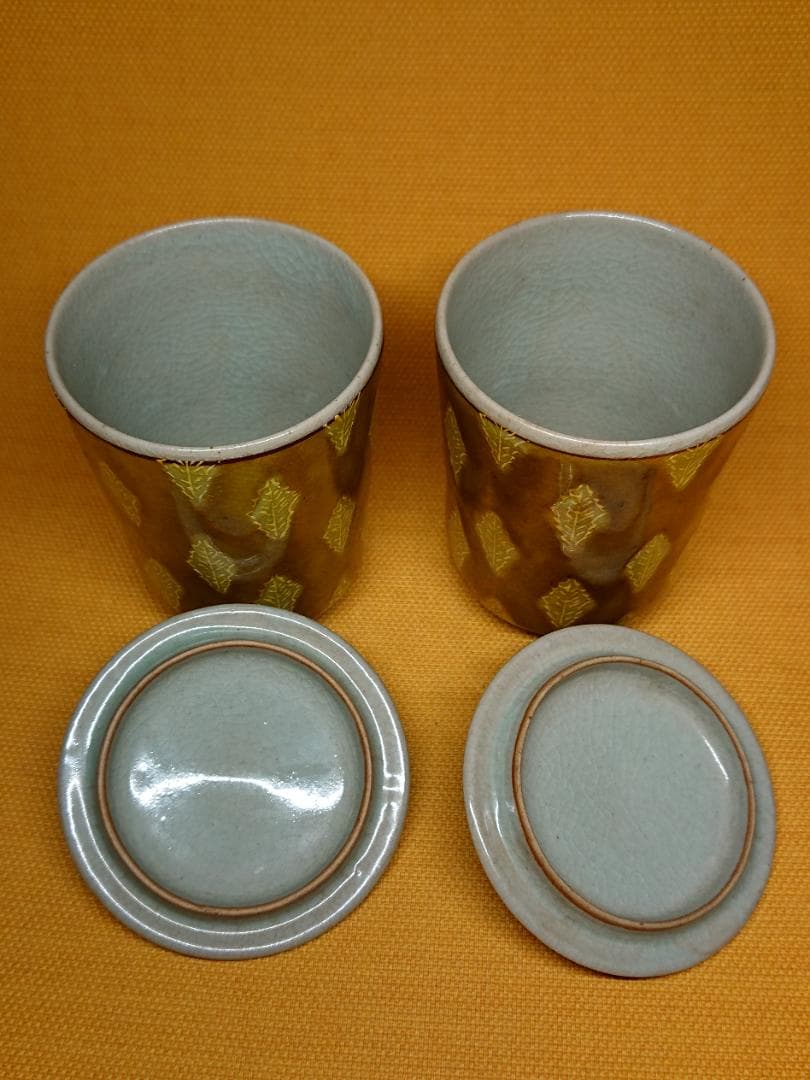 美品】九谷 金彩 湯呑 カップ 置物 インテリア 工芸品 美術品 A1372