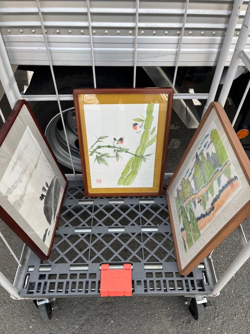 水彩画　額縁 風景画　額　自然　3点セット　現状品 ☆後払い決済OK！ネット限定販売！2025年新作水彩画【新品額付き】桜