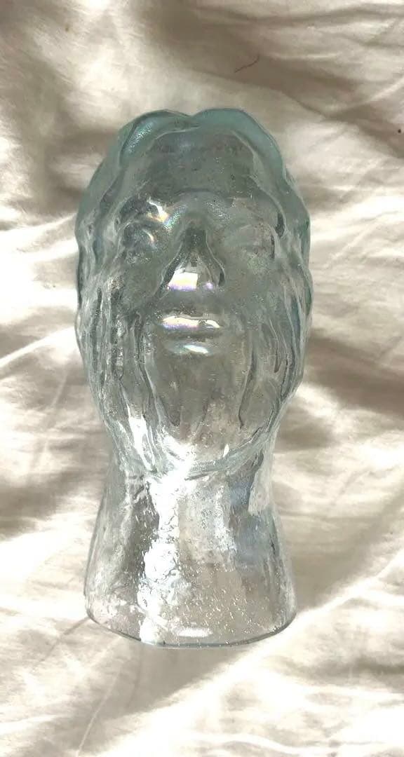 ヴィンテージフラワーベース　フェイス　ミッドセンチュリー　アート　オブジェ Vintage Swung Art Glass Orange Vase L size/ミッドセンチュリー